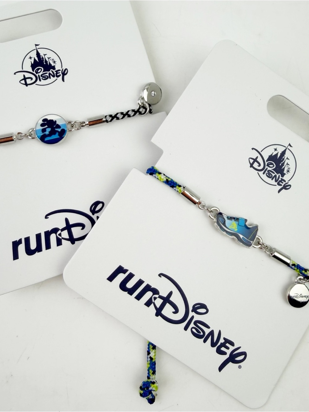TWO Disney RunDisney Stackable Cord Friendship Bracelets Mickey Shoe New